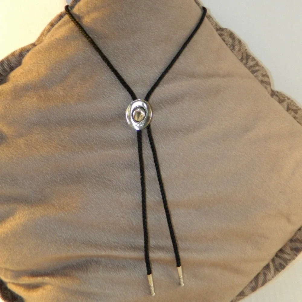 Unbranded Bolo Tie Men Black Silver Cowboy Hat Slide Western Americana Stetson